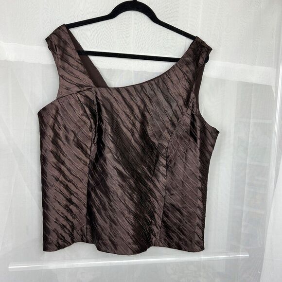 Dana Kay plus size satin formal tank top asymmetric neckline sz 18 dressy - Picture 2 of 8
